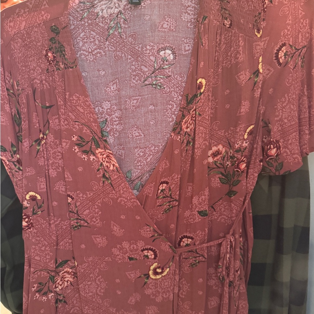 Torrid Pink Floral Wrap Top